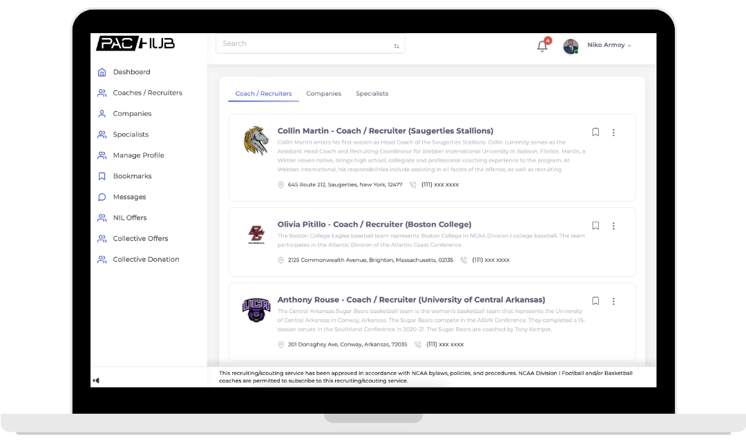 Player Listings on PAC-Hub